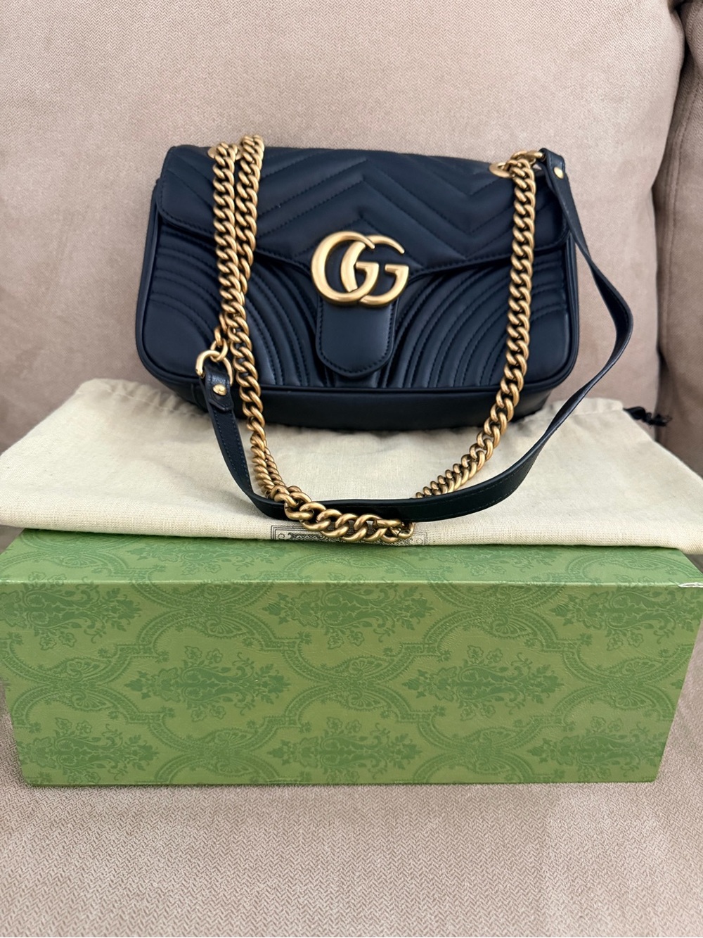 “Matelassé GG” Shoulder Bag with Gold Hardware